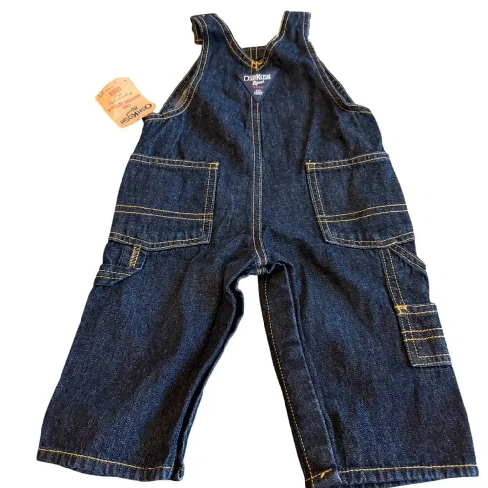 OshKosh B'gosh Dark Blue Overalls Engine Crew Size 6 Months NEW